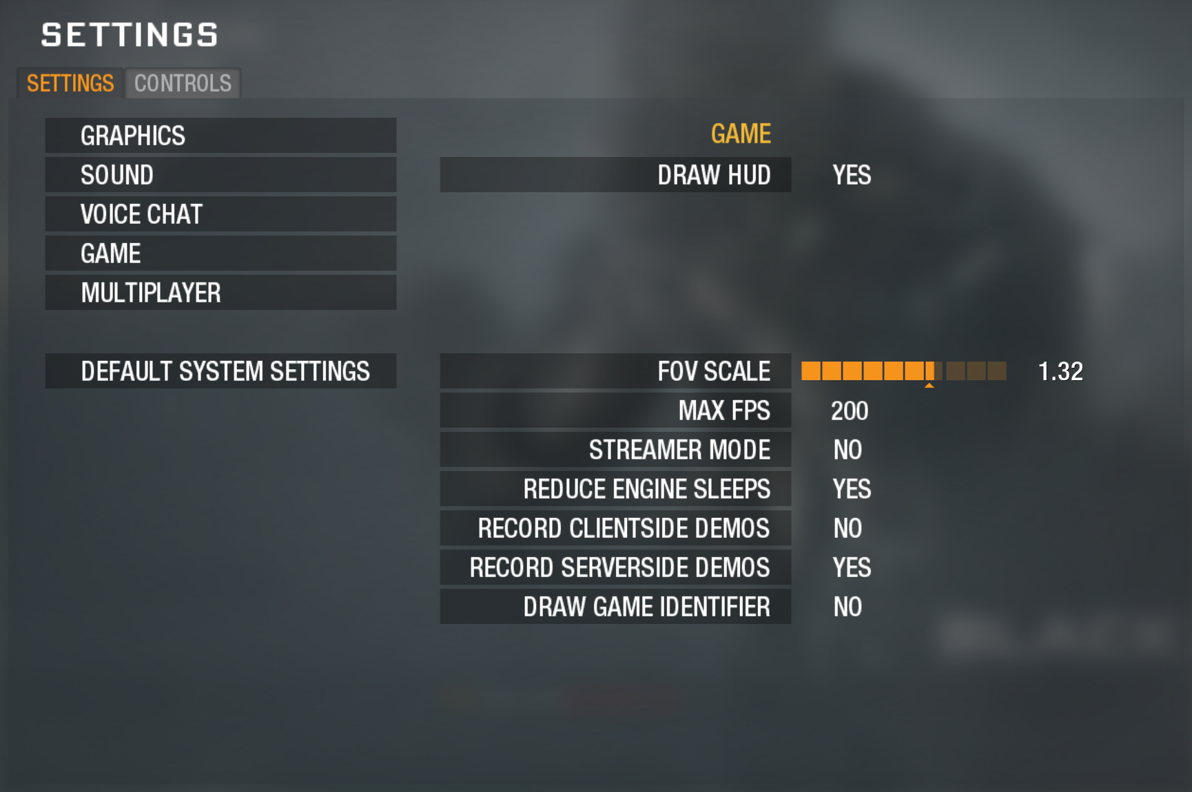 Recommended in-game Game settings